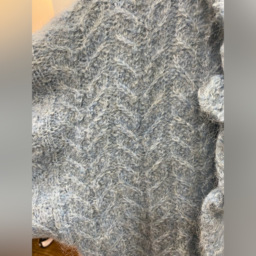 Zara Blue Ruffle Oversized Cardigan - Picture 5 of 6